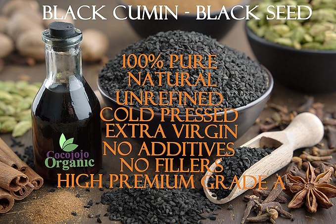 cocojojo 32 ounce Black Cumin Oil - Cold Pressed Pure Natural Black Seed Kalonji Oil Hair Beard Face Lips Joint