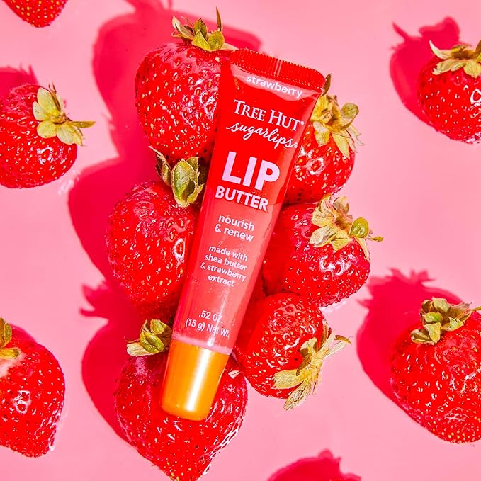 Tree Hut Strawberry Sugarlips Lip Butter, Hydrating Lip Care for Soft, Smooth & Nourished Lips, Holiday Gift & Stocking Stuffer, 0.52 fl oz