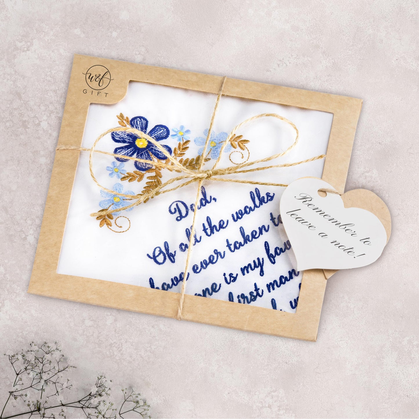 Dad Wedding Embroidered Handkerchief, Father of the Bride Gifts for Daughter on Wedding Day, Something New Something Blue Gift for Bride on Weddings Day Essentials