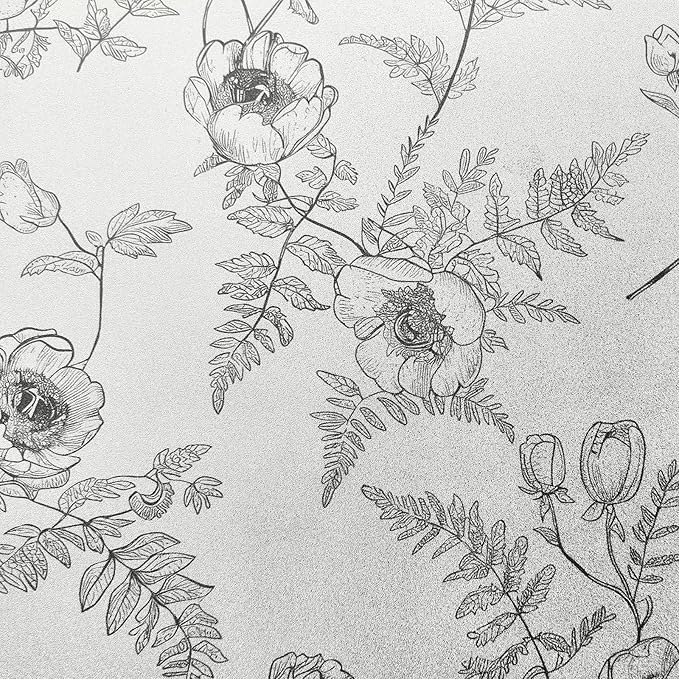 Window Privacy Film,Colorful Floral Window Stickers,Removable DIY Bouquet Static Clings, Decals for Home School Office Party Supplies,White Night Creeping, 17.3 x 78.7 in