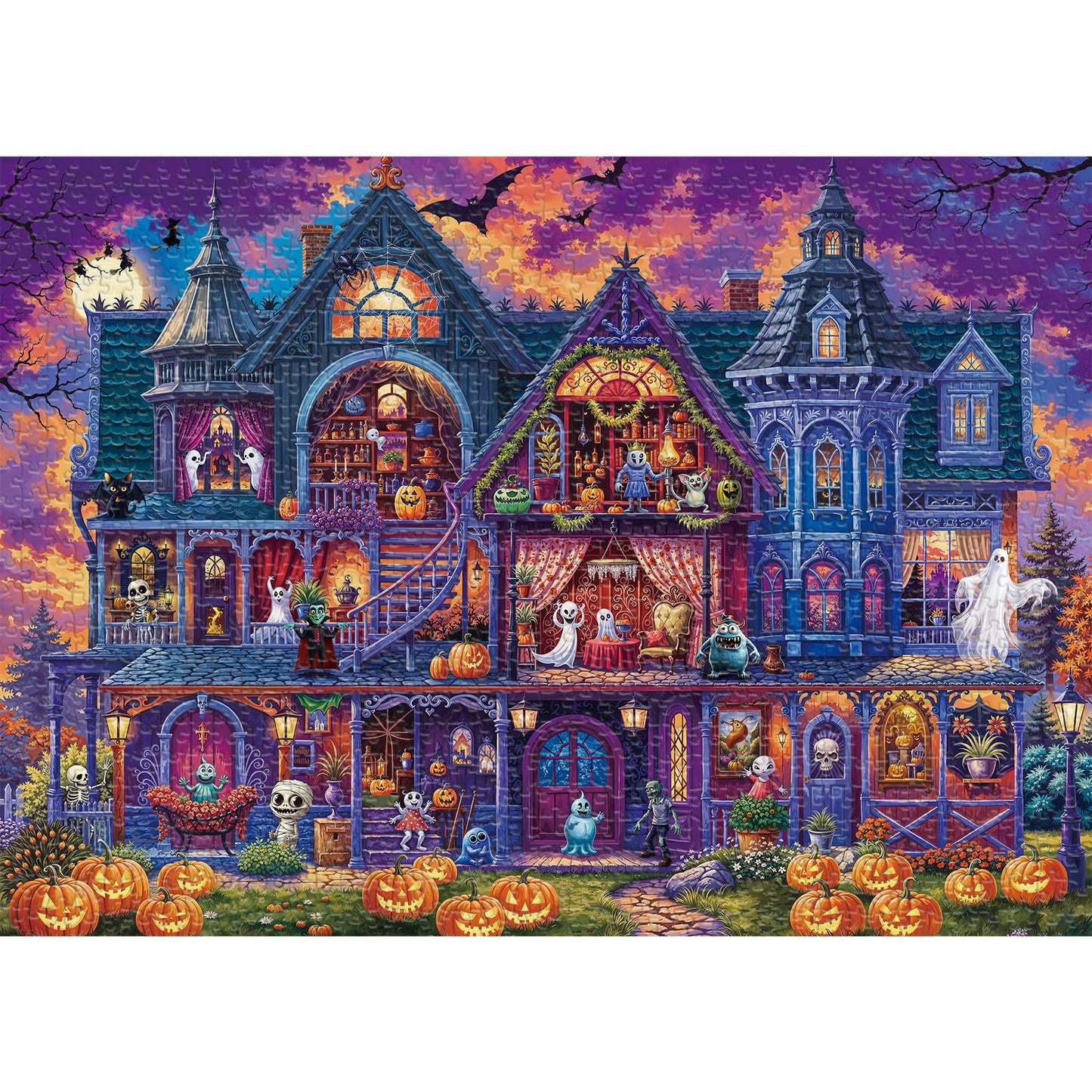 Halloween Night Jigsaw Puzzle for Adults 1000 Pieces - Monster House, Challenging Puzzle for Game Nights, for Kids Ages 14 Years and Up