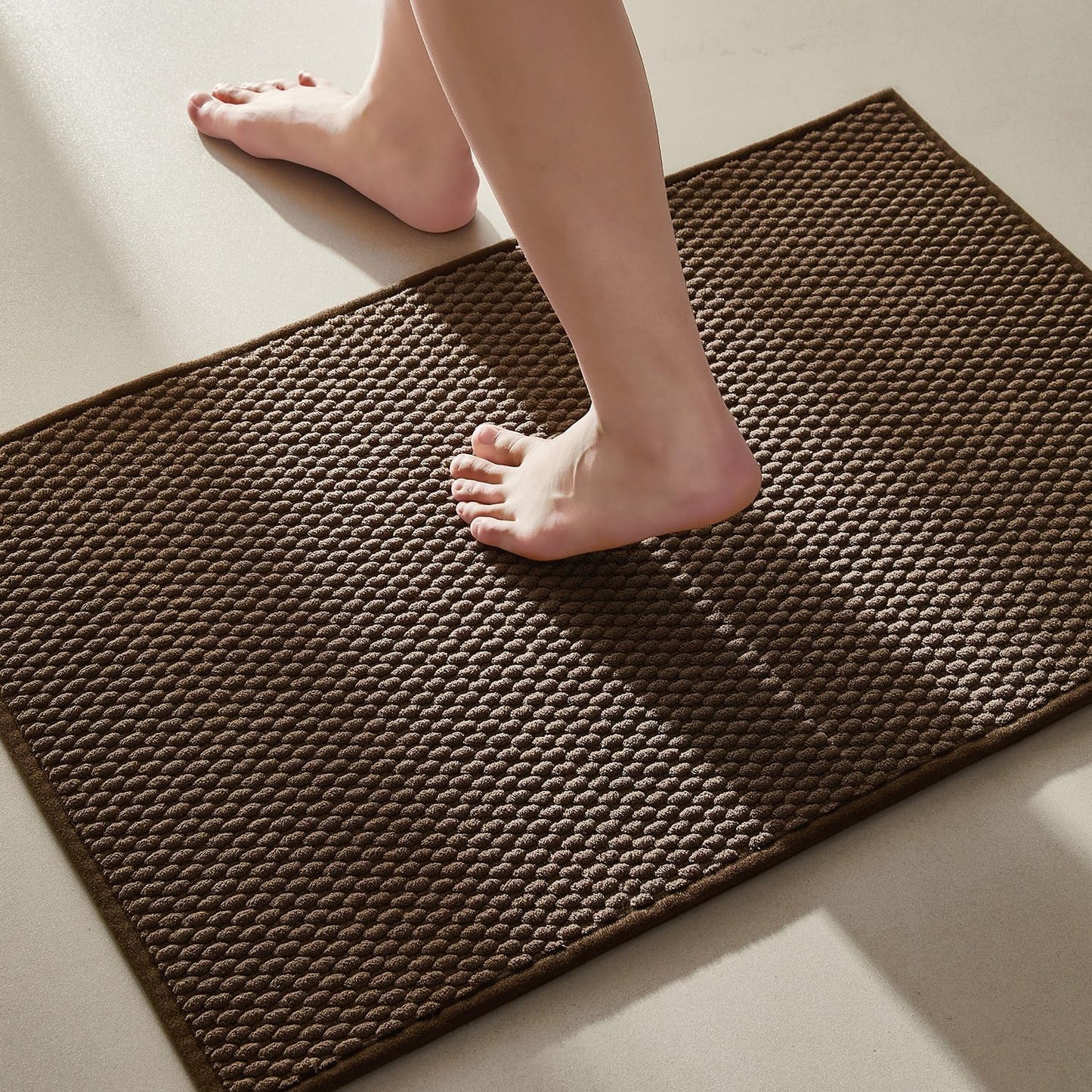 Bathroom Runner Rug, Long Bath Mat Washable Thin Quick Dry Low Pile Bathroom Runner Rugs 24 x 60 Non Slip, Brown 24"x60"