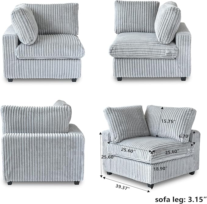 Modular Sectional Sofa/ 158inch Cloud Couches with Ottoman for Living Room/Oversized Soft Faux Rabbit Fur U Shaped Couch with Chaise,8 Seater Wide Convertible Sofa,Covers Washable&Replaceable,Grey