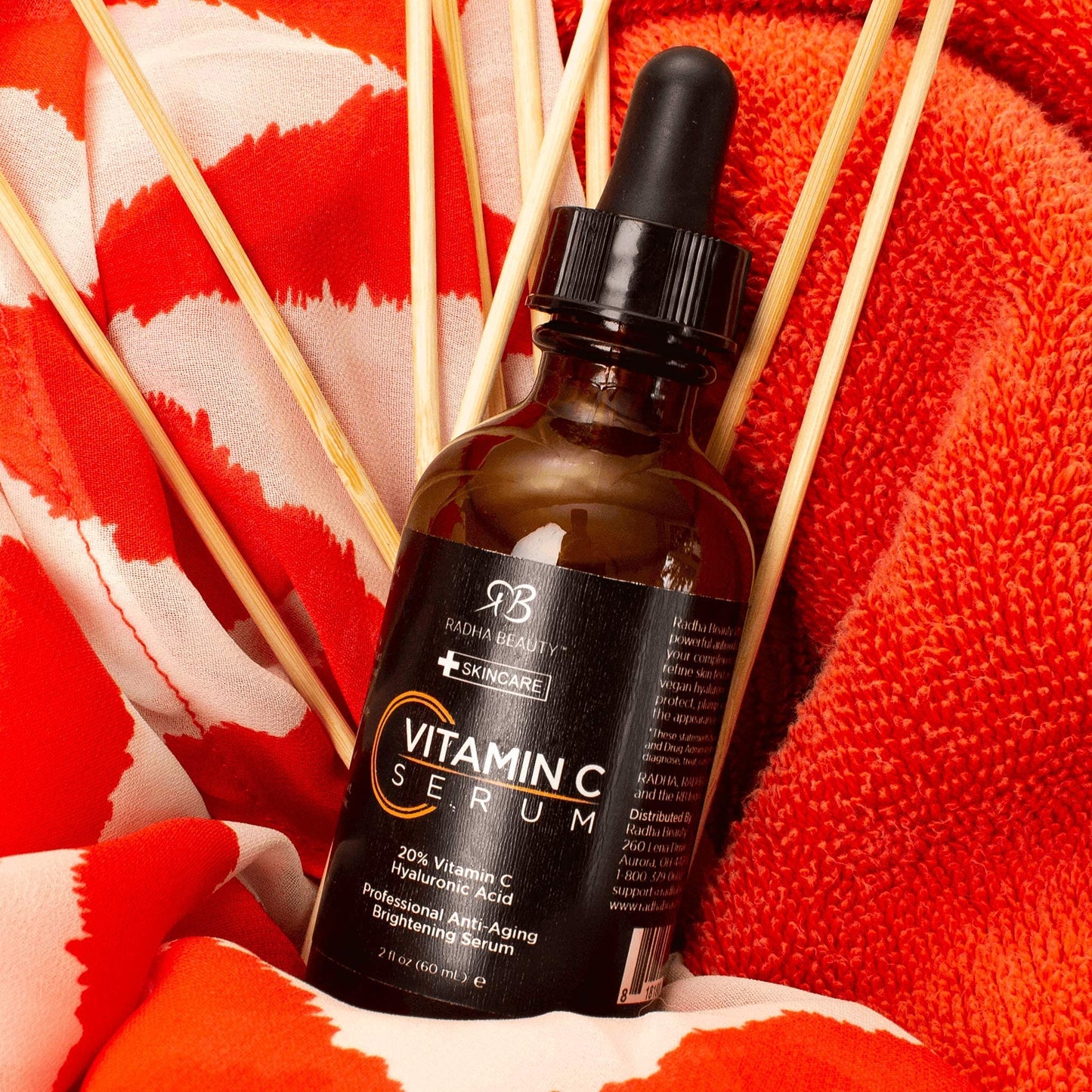 Radha Beauty Natural Vitamin C Serum 2oz, Vitamin C, Vitamin E, Hyaluronic Acid and Aloe, Facial Serum for Anti-Aging Wrinkles,
