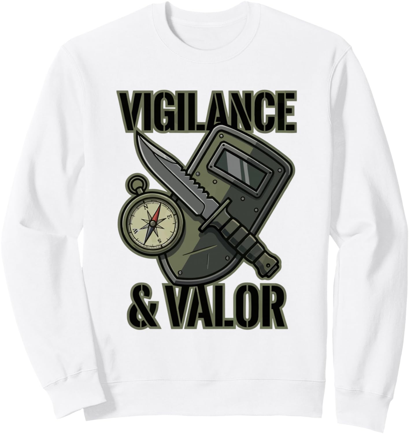 Vigilance And Valor Tactical Knife Survival Compass Gear Sweatshirt