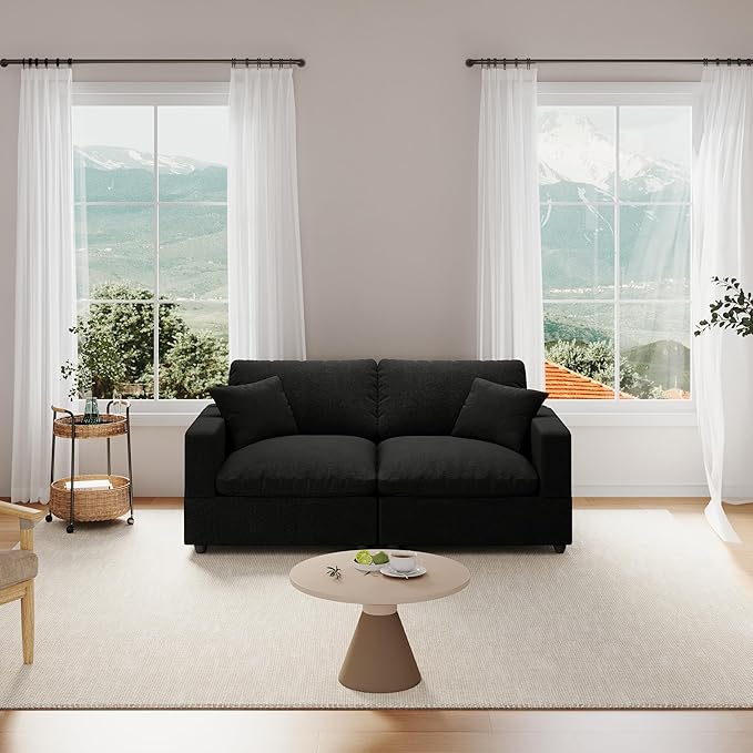 Modular Sectional Sofa Cloud Couch for Living Room, Modern Minimalist Comfy Deep Sofa Couches, Upholstered Couch with Removable & Washable Cushion Covers, Wide Armrest, Filled with Down and Cotton
