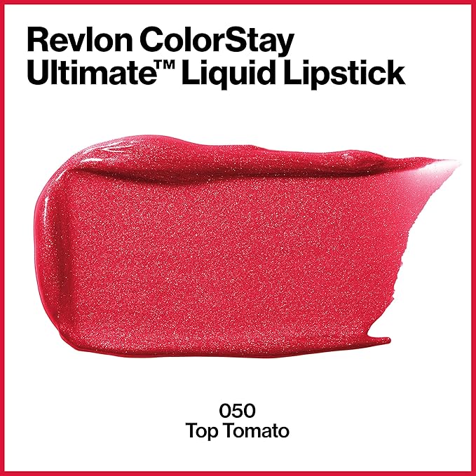 Revlon ColorStay Ultimate Liquid Lipstick, Longwear Rich Lip Colors, Wears for Up to 24 Hours, Satin Finish, 050 Top Tomato, 0.1 fl oz