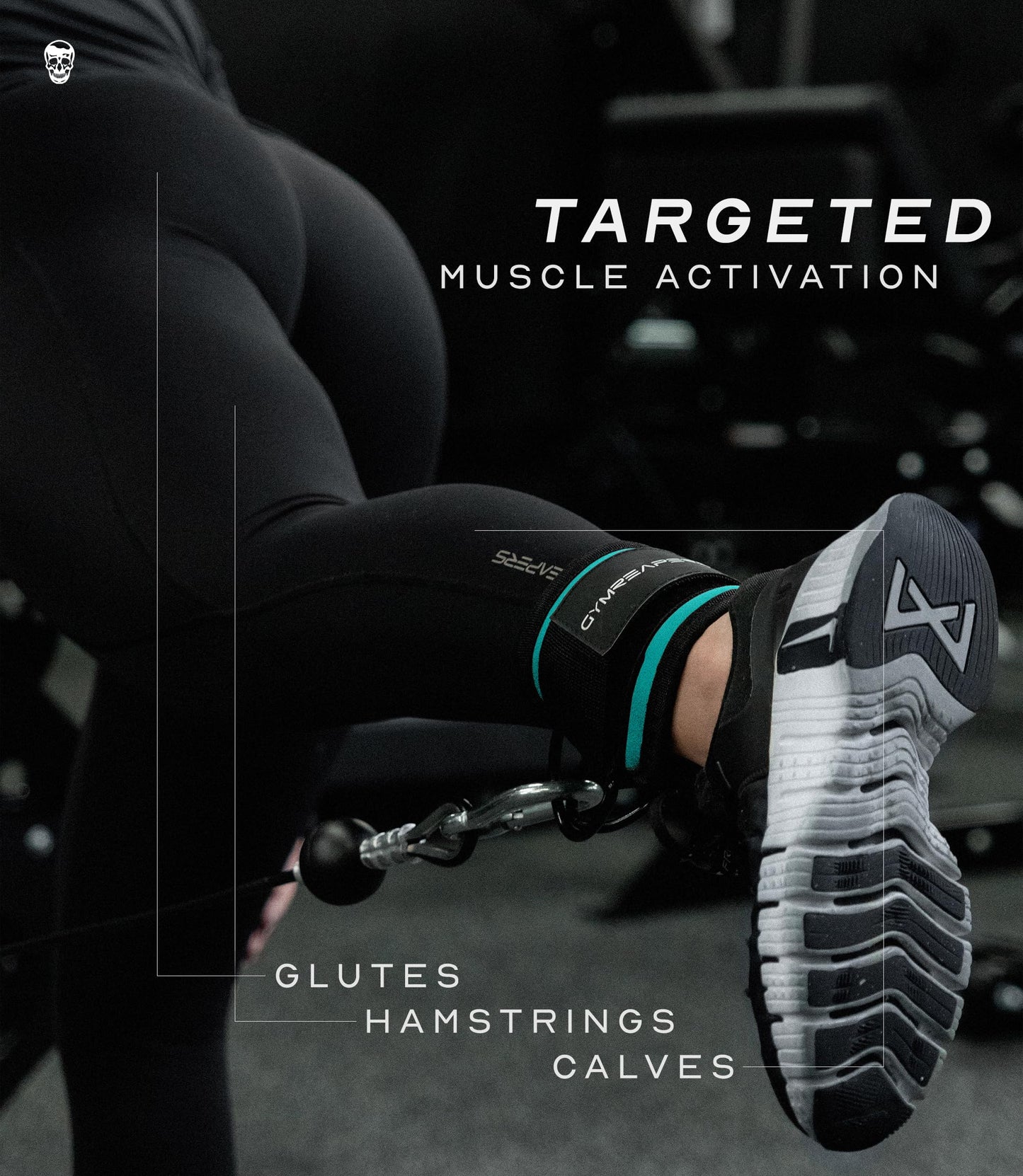 Gymreapers Ankle Strap (Single) For Cable Machine Kickbacks, Glute Workouts, Lower Body Exercises - Adjustable Leg Strap with Neoprene Padding (Cyan, Single)