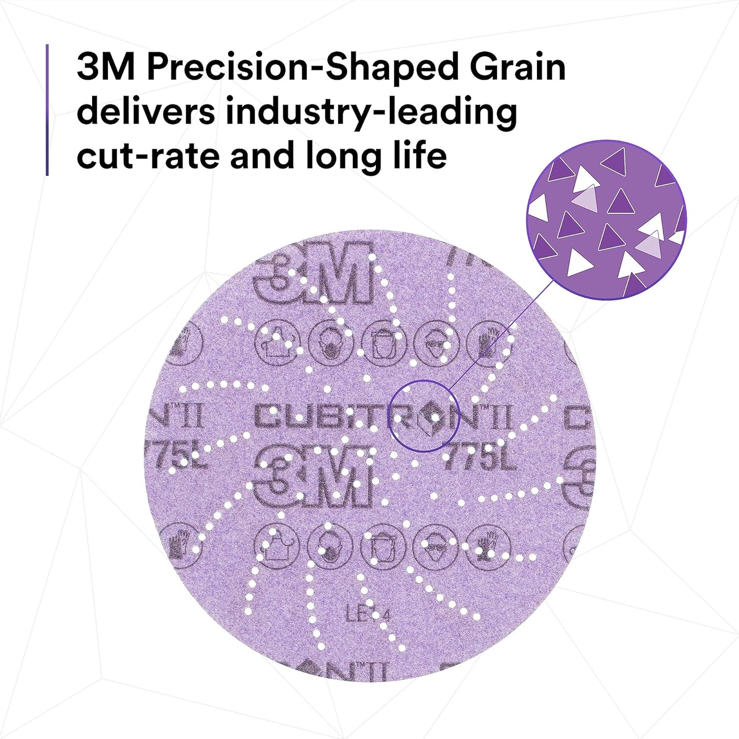 3M Xtract Cubitron II Hookit Clean Sanding Film Disc 775L, 80+, 5 in, Pack of 50 Hook and Loop Sanding Discs for Paint Preparation and Removal, General Sanding, Refining, Blending, and Featheredge