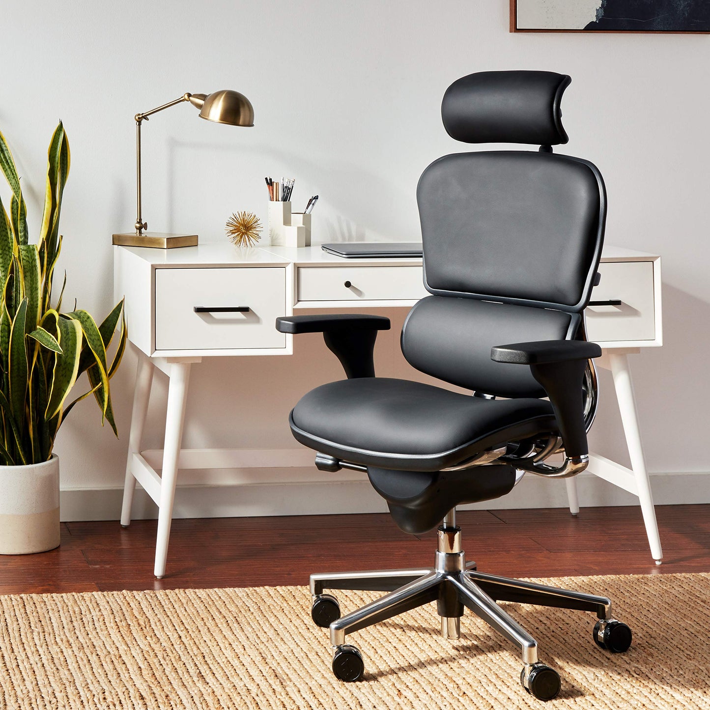Ergohuman Eurotech LE9ERG Executive High Back Leather Swivel Chair - Office Chair with Tilt Tension Control, Tilt Lock, Back Angle & Height, Synchro Tilt, Seat Height & Depth, & Arm Height Adjustments