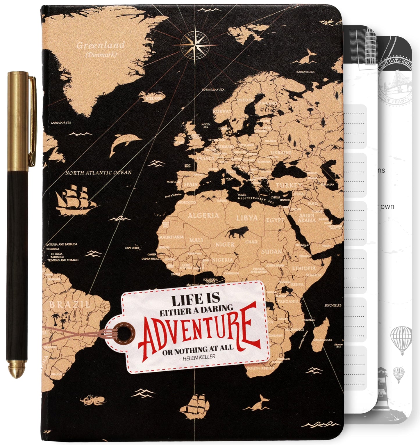 3-in-1 Prazoli Adventure Book, Travel Journal & Bucket List Scrapbook - Cute Gifts for Women & Men Couple | Travelers Notebook Planner & Organizer With Pockets & Prompts Keepsakes Diary (Couple's Adventure Map)
