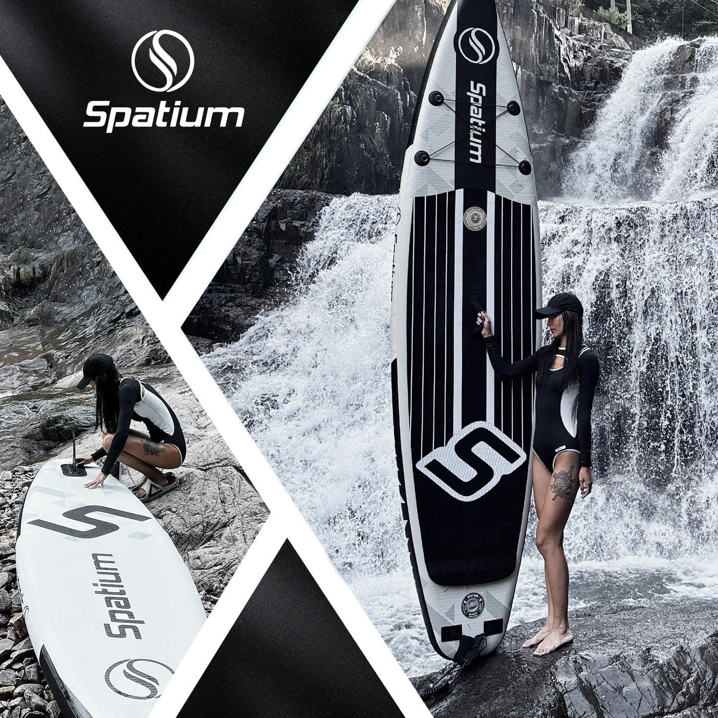 Spatium 11'5"x32" Extra Wide Inflatable Paddle Board Stand Up Paddle Board for Adults,440lb Capacity Inflatable Surfboard with Paddleboard for Beginners