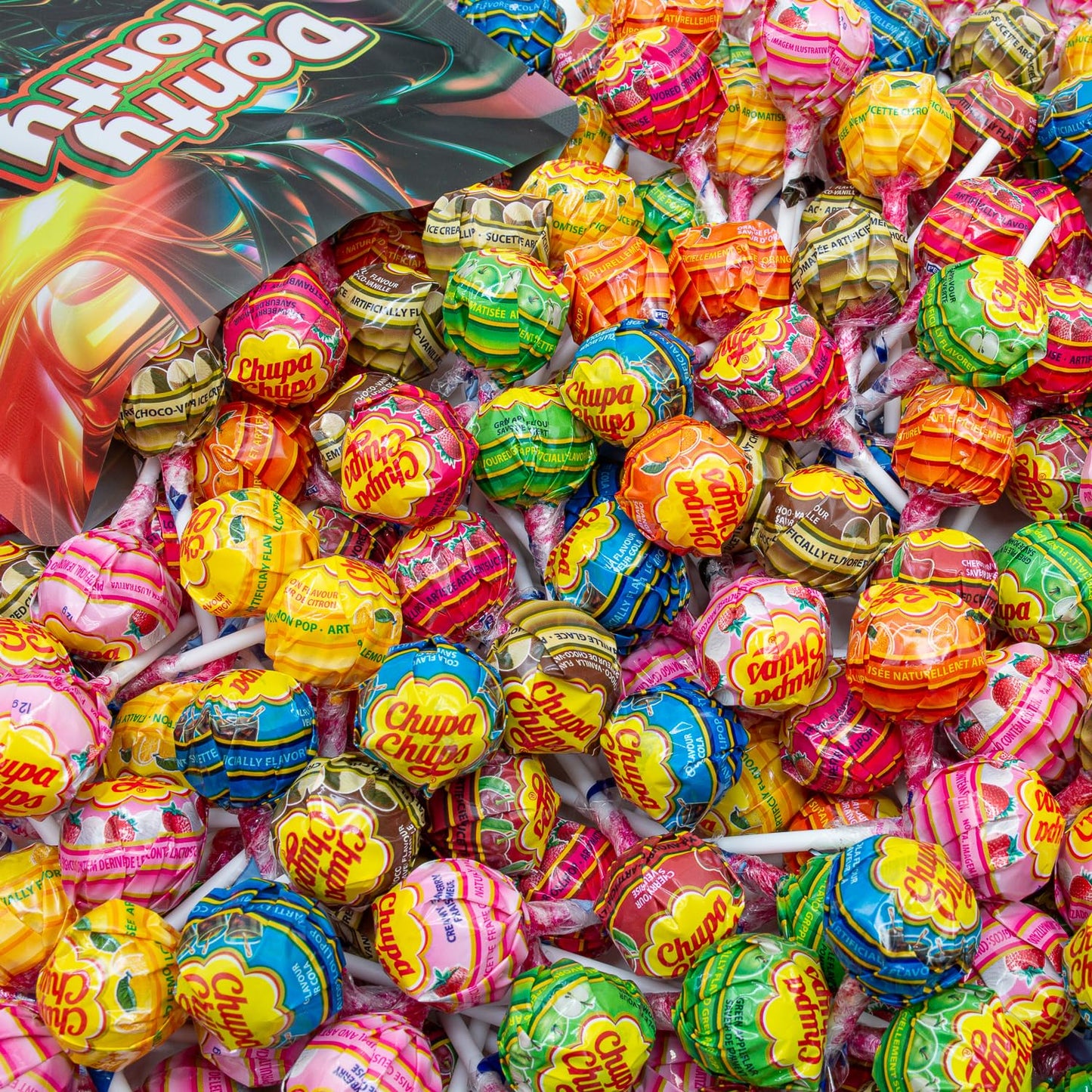 Chupa Chups Lollipop Assorted 2 lb – 8 Flavors, Individually Wrapped, Bulk Candy in Resealable Bag