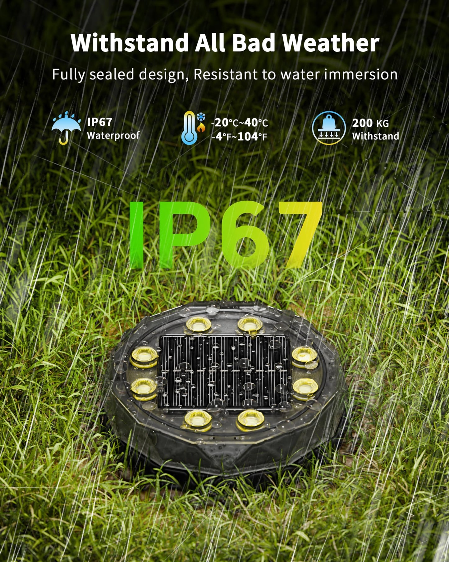 Solar Ground Lights with Remote Control 50ft,IP67 Waterproof Solar Garden 15 Multi Color Lights,RGBYW Solar Powered Outdoor Landscape Lighting for Pathway,Yard,Deck,Lawn,Patio,Walkway,Poolside,8 Pack