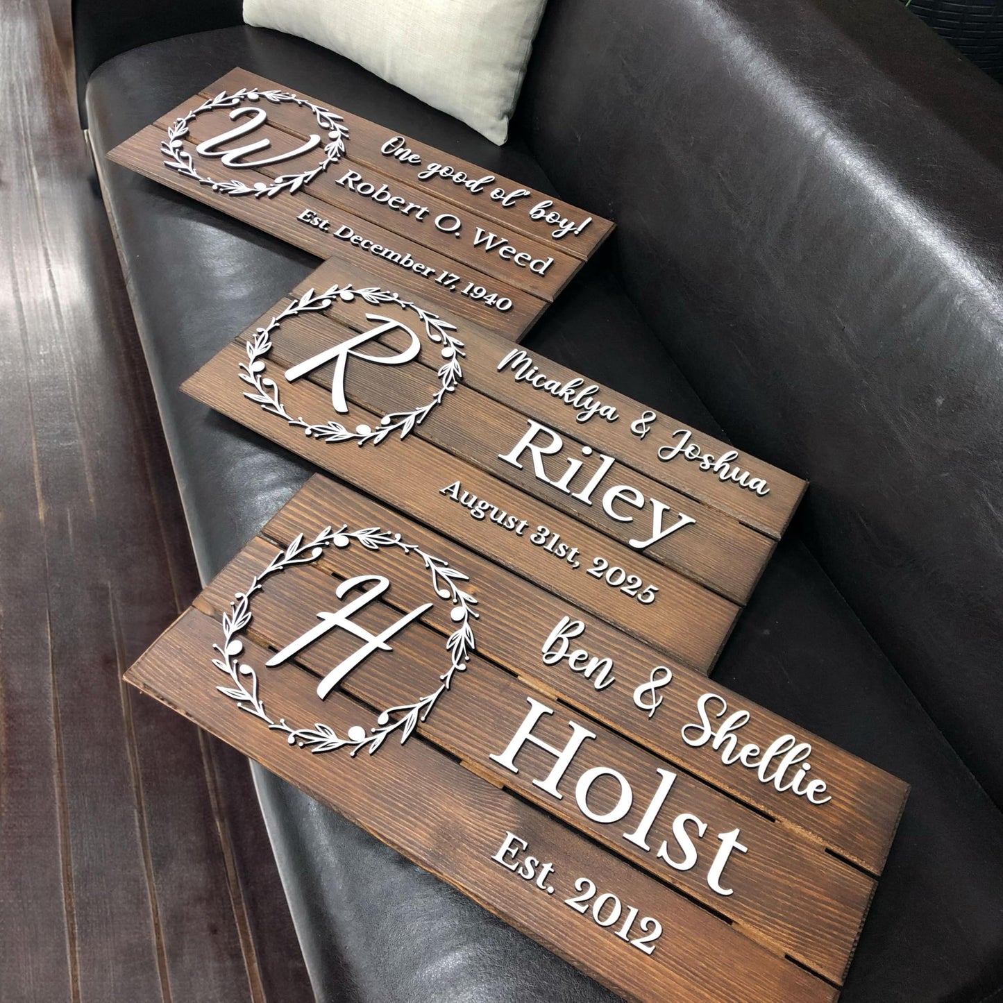 Personalized Wooden Monogram Family Sign with Couples Names, Custom Name Sign, Unique Wedding Gift for Couples, Rustic Established Date Plaque, Gifts for Wife
