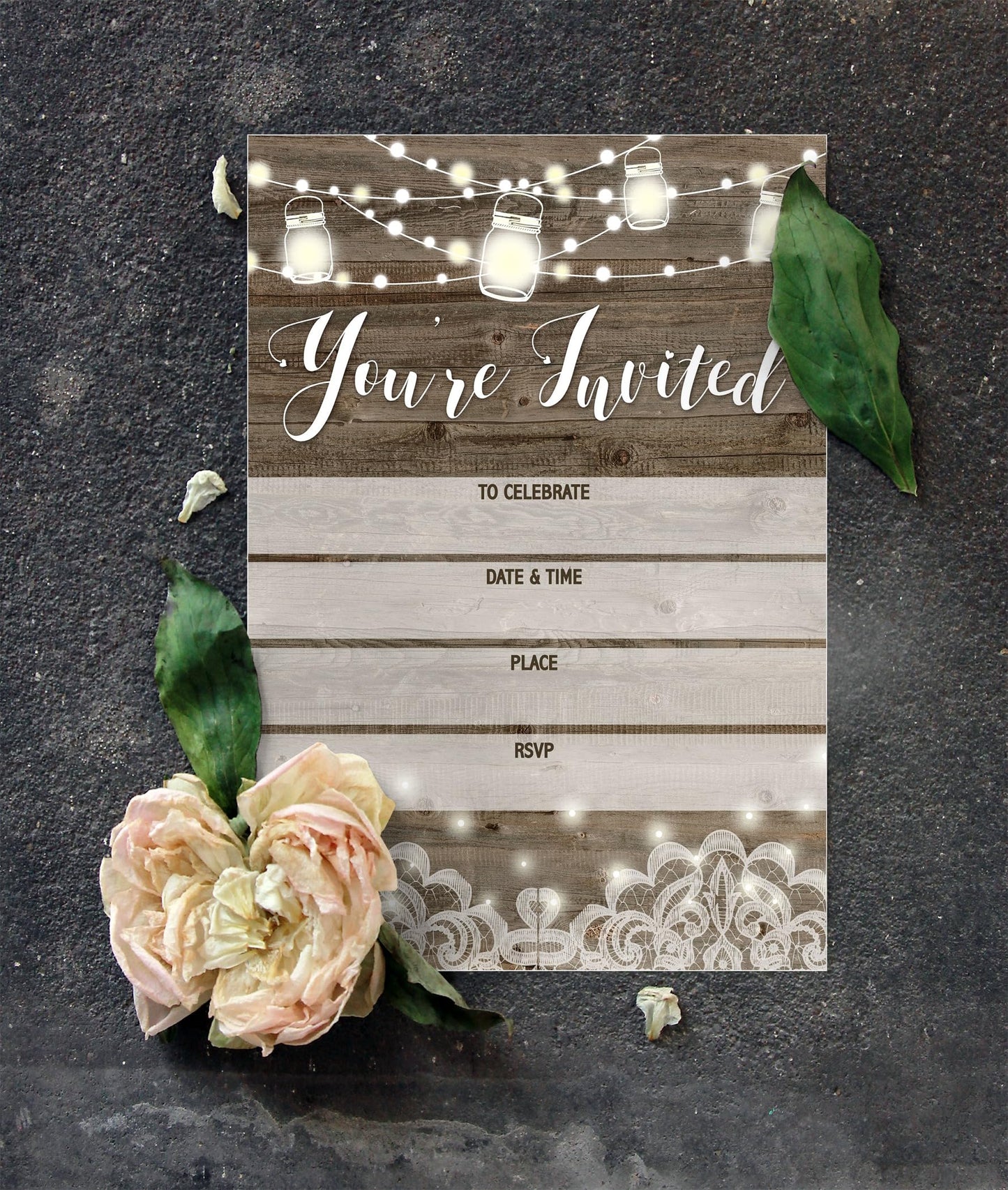 Stonehouse Collection | You're Invited | Rustic Fill-in Party Invitations With Envelopes 25 Invites & Envelopes |Wedding, Baby Shower, Rehearsal Dinner, Birthday Party (Rustic Youre Invited)