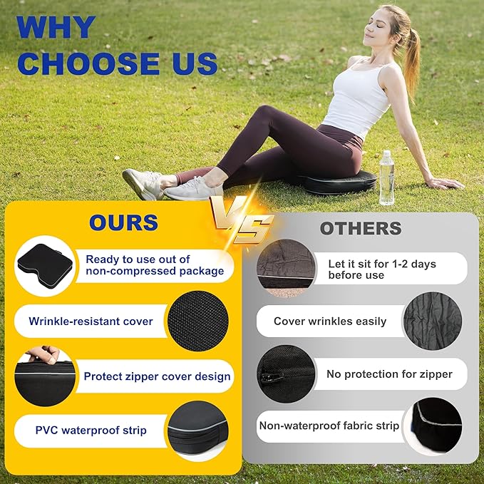FASTMOMENT 2 Pcs Stadium Seat Cushions - Outdoor Seat Cushions for Bleachers Fashion & Portable Stadium Cushions with Decorative Strips Water-Repellent Stadium Seats for Outdoor Sports Events (Black)
