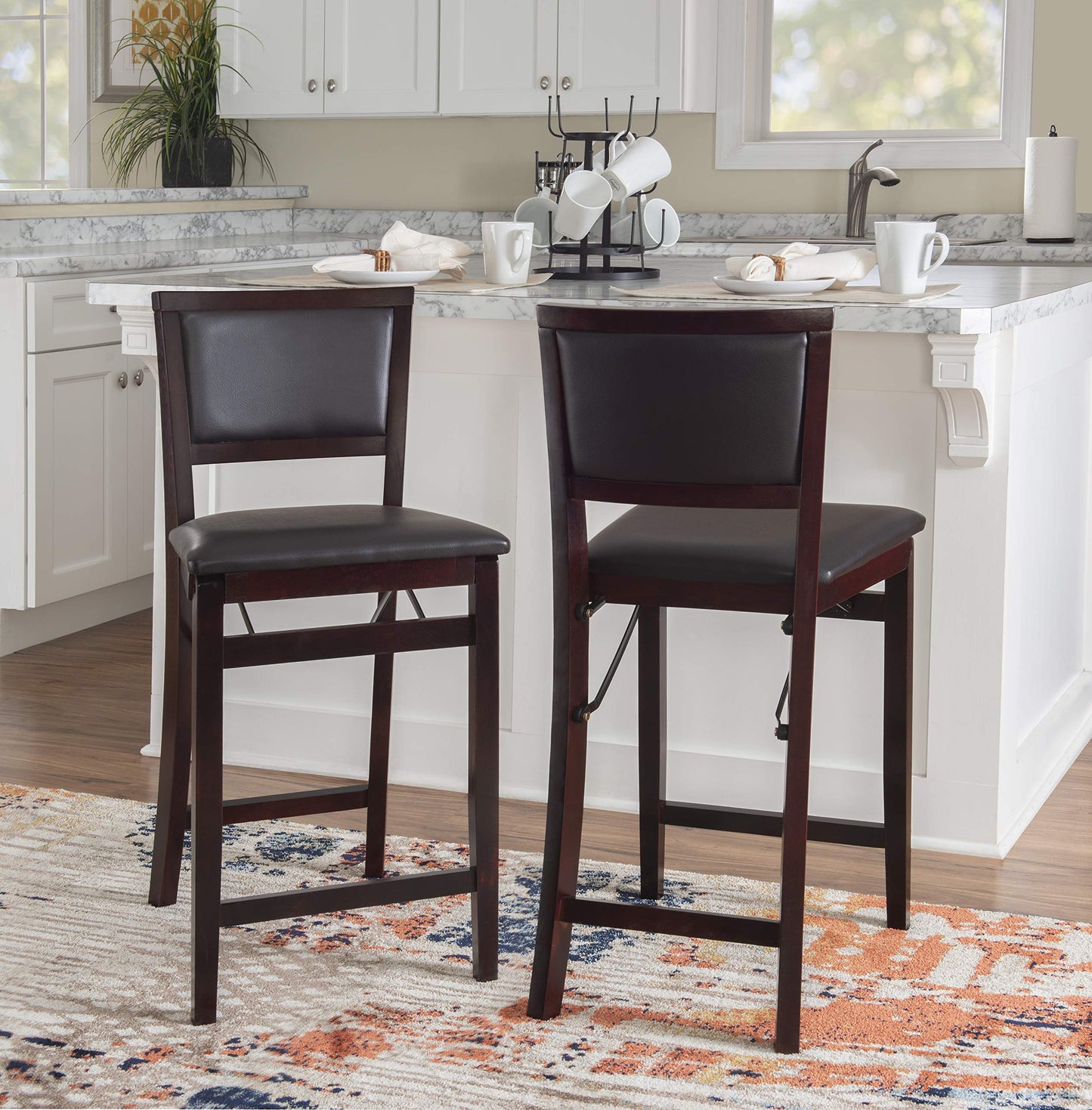 Linon Home Decor Keira Pad Back Folding Counter Stool, 24-Inch