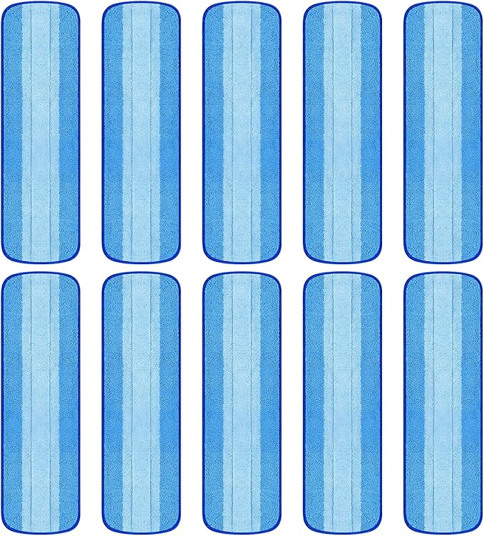 10 Pack Microfiber Cleaning Pads Compatible with Bona Mop, 18 Inch Hardwood Floor Replacement Cleaner Pads, Washable & Reusable Microfiber Mop Pads for Hard Surface Floors