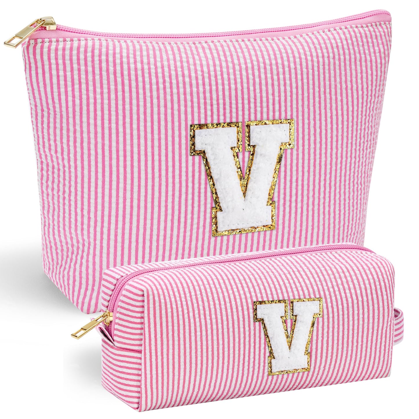 YOOLIFE Cute Gifts Travel Makeup Bag - Pink Travel Cosmetic Bag for Women Yoga, Picnic, Personalized Best Friend Birthday Gifts with Monogram
