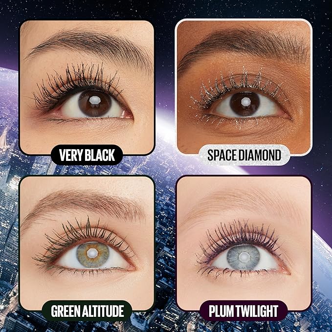 Maybelline Lash Sensational Sky High Glitter Mascara, Diamond Effect Eye Makeup for Lashes and Brows, Washable, Space Diamond, 1 Count