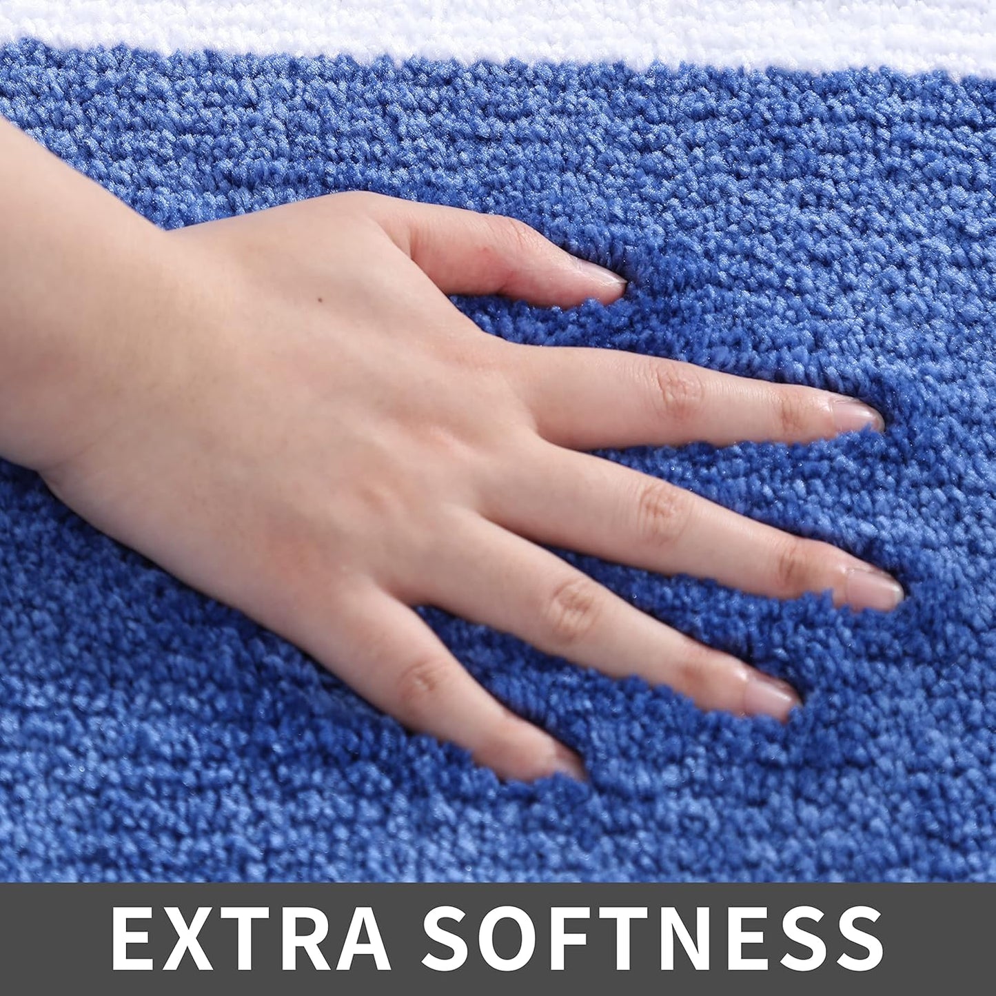 COSY HOMEER Extra Thick Bath Linen Sets Rugs - Anti-Slip Bath Mats Soft Plush 100% Strong Polyester Living Room Bathroom Water Absorbent(Blue,24x48 - Inches)