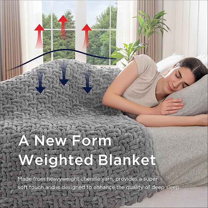 Maetoow Handmade 7 lb Soft Knitted Weighted Blanket, 40 x 60 Inch Breathable Chunky Knit Gravity Blanket Throw, Home Decor for Sofa Couch Bed, Brown