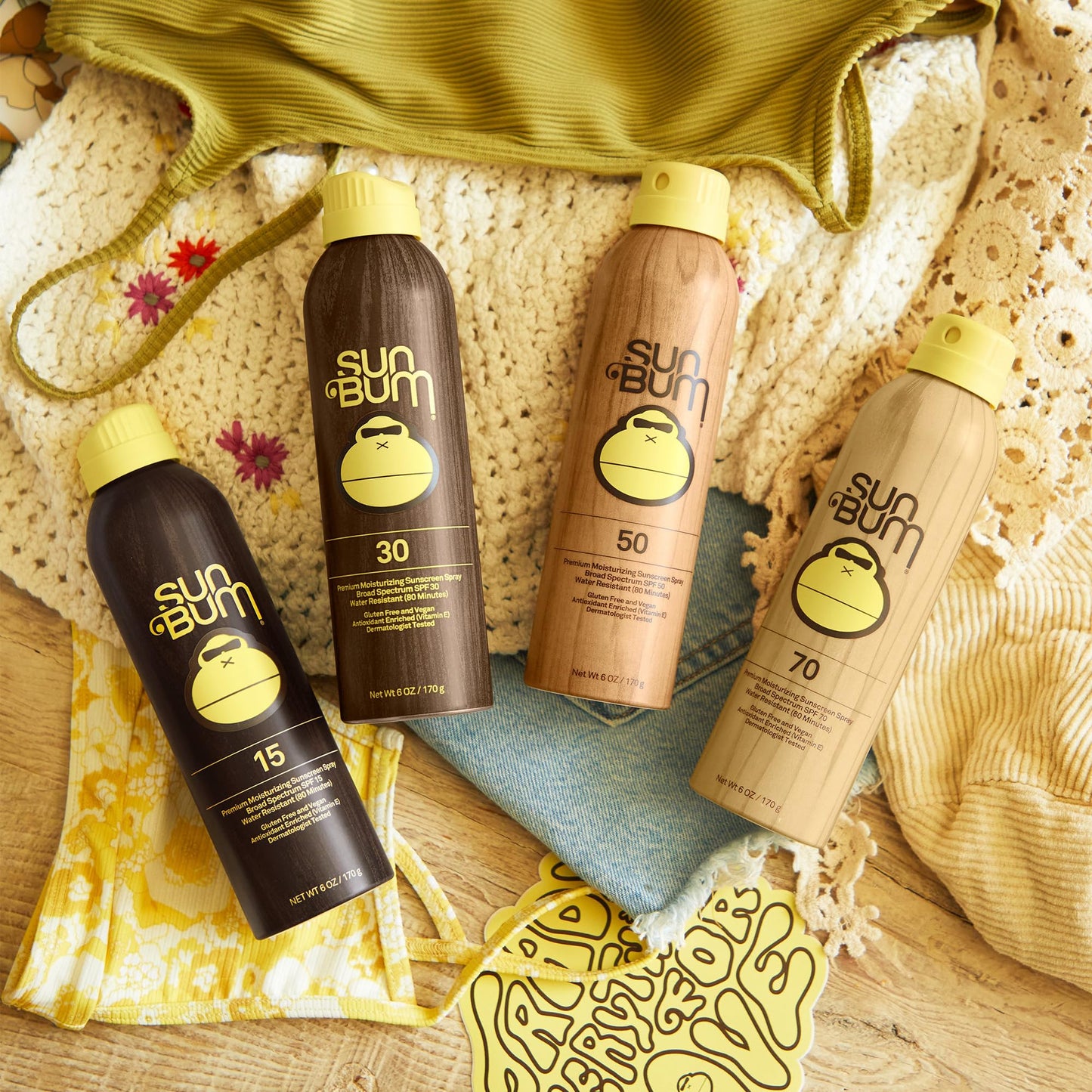 Sun Bum Original Moisturizing Sunscreen Spray SPF 70 with Sunny Sticker, Vegan and Reef Friendly, Octinoxate & Oxybenzone Free,