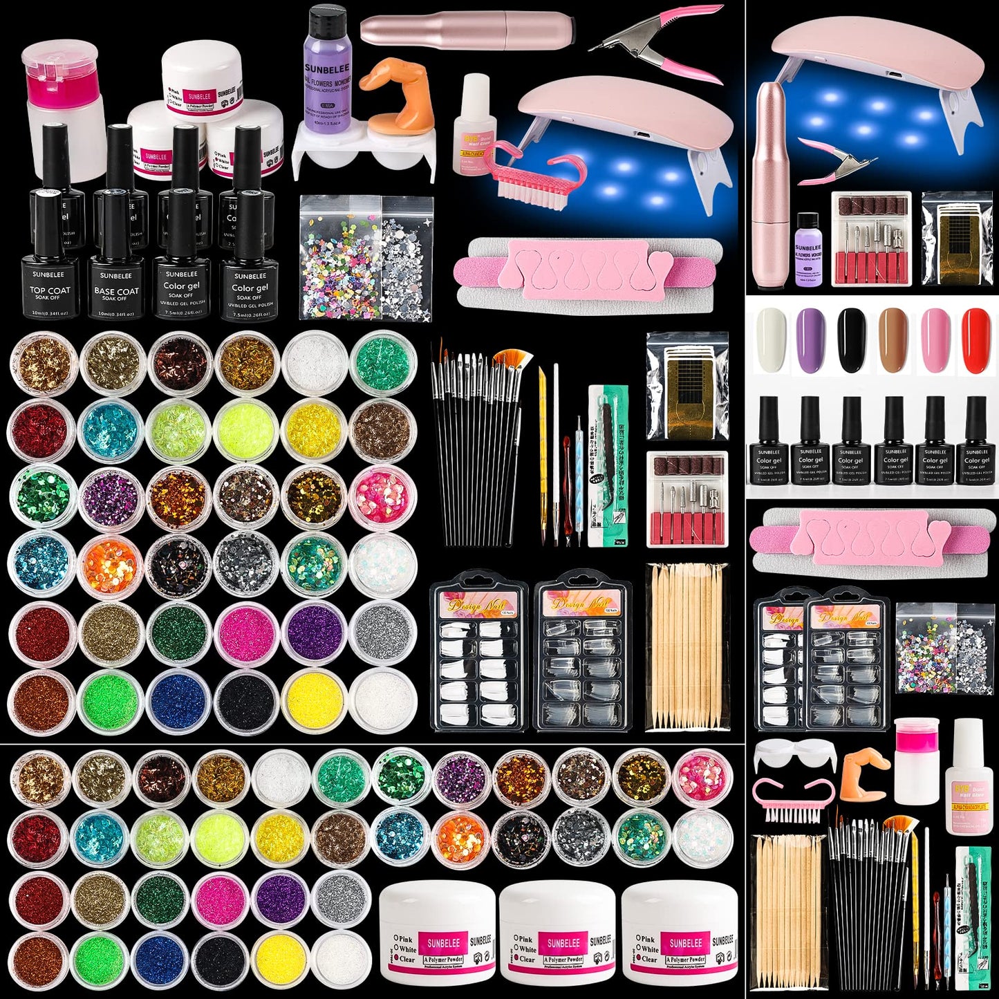 Professional Acrylic Nail Kit with UV Light, Gel Polish, Drill, Art Tips & Decoration - DIY Nail Art Tool & Supplies