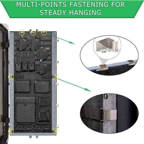 NEXT STATION Gun Safe Door Organizer,Molle Gun Safe Door Panel Organizer with Pistol Holder Mag Pouch, Fit Door Panel Width 18.5 to 24.5inch,Gun Safe Accessories Storage(18W*46.5H inch) (Molle Design)