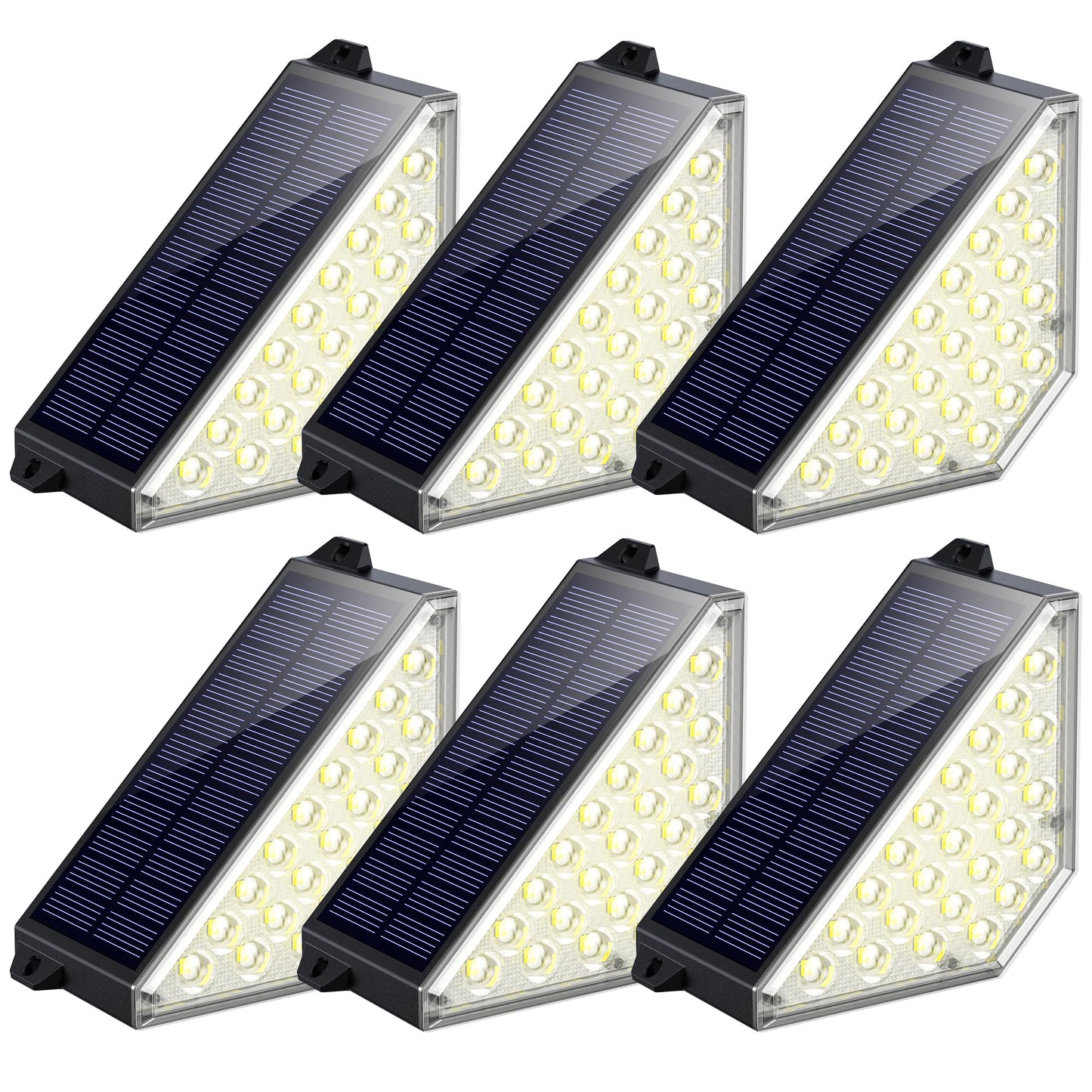 TECKNET Solar Step Lights for Outside, 2 Adjustable Brightness, 2 Mounting Methods, 24 LEDs Solar Stair Lights Outdoor, IP67 Waterproof Deck Light for Yard, Porch, Front Door, Patio, Garden （3000K）