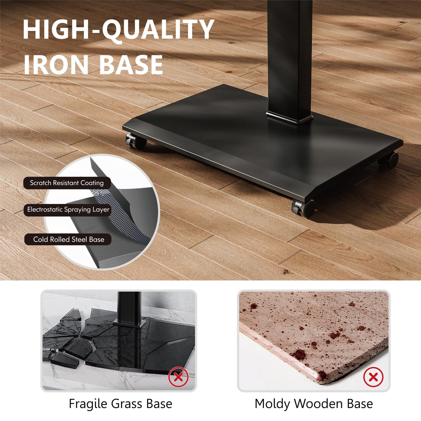 FITUEYES Rolling TV Stand - Portable Mobile TV Cart on Wheels for 32 to 65 70 75 Inch TVs, Landscape to Portrait Rotating and 40°Swivel, Height Adjustable TV Cart Rolling TV Stand Hold Up to 88 Lbs