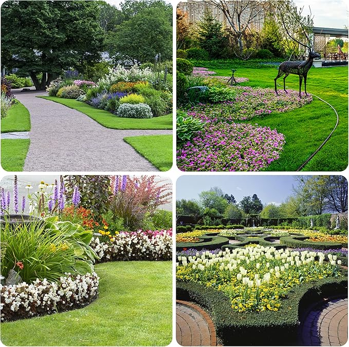Watayo 50 FT Grass Barrier Landscape Edging Coil - 5 inch Depth Terrace Board Edging - Flexible Garden Bed Weed Barrier for Lawn Area Driveway Path Sidewalk