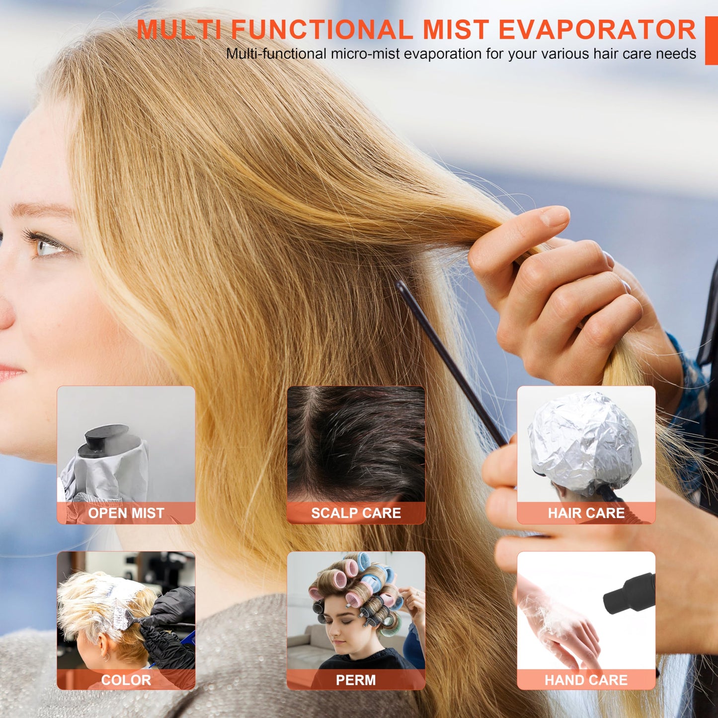 Hair Steamer Micro Mist Scalp Detoxify for Hair Wash Reclining Chair Bed Attachment Professional Hair Care for Salon SPA Barber Shop (LED Deco Draw 6th Gene White)