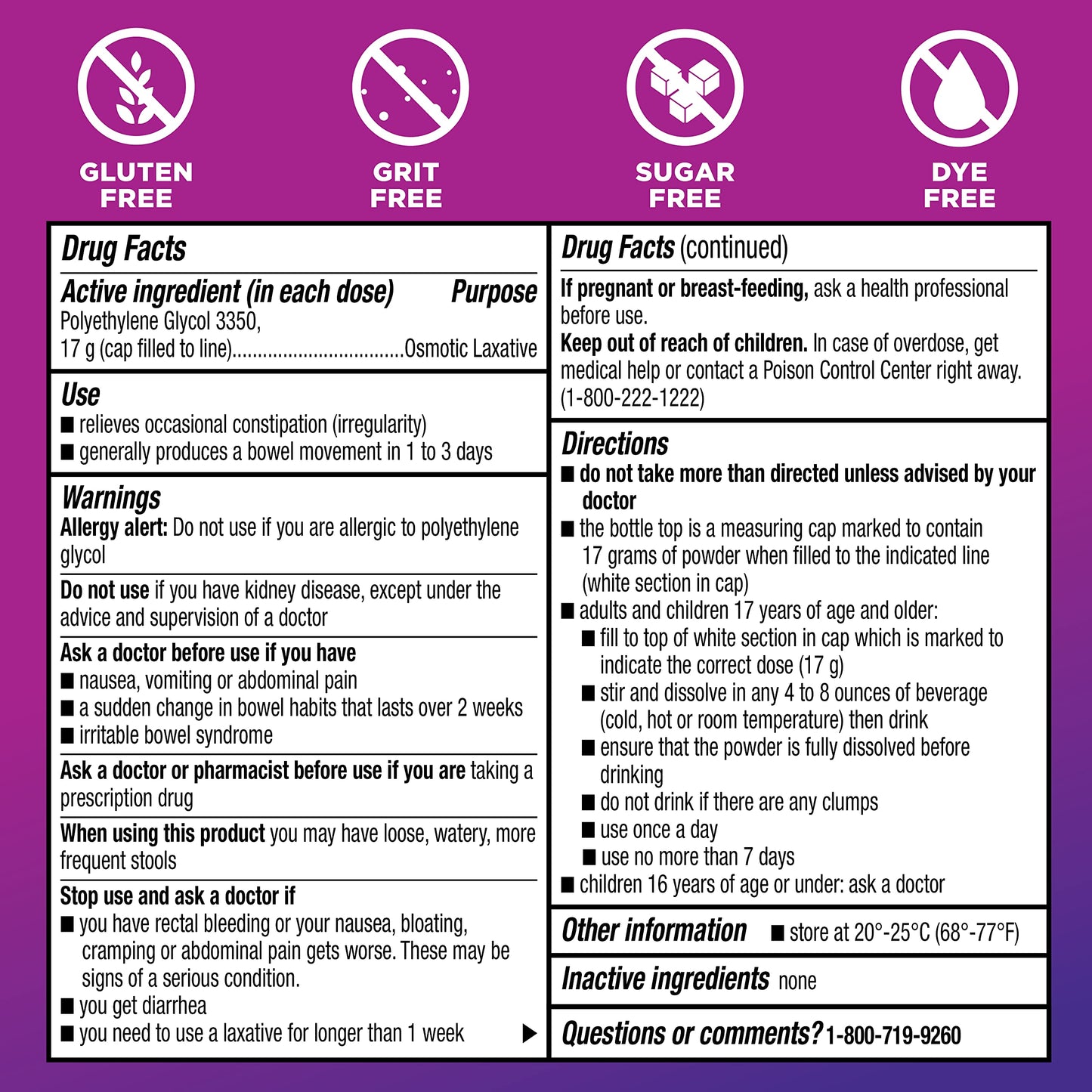 Amazon Basic Care ClearLax Polyethylene Glycol 3350 Powder for Solution, Osmotic Laxative, Relieves Occasional Constipation, Unflavored, 1.68 pound (Pack of 1)