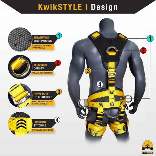 KwikSafety - Charlotte, NC - CANOPY KING [1 PACK] Full Body Climbing Harness | 5 D-Ring Back & Shoulder Support Harness