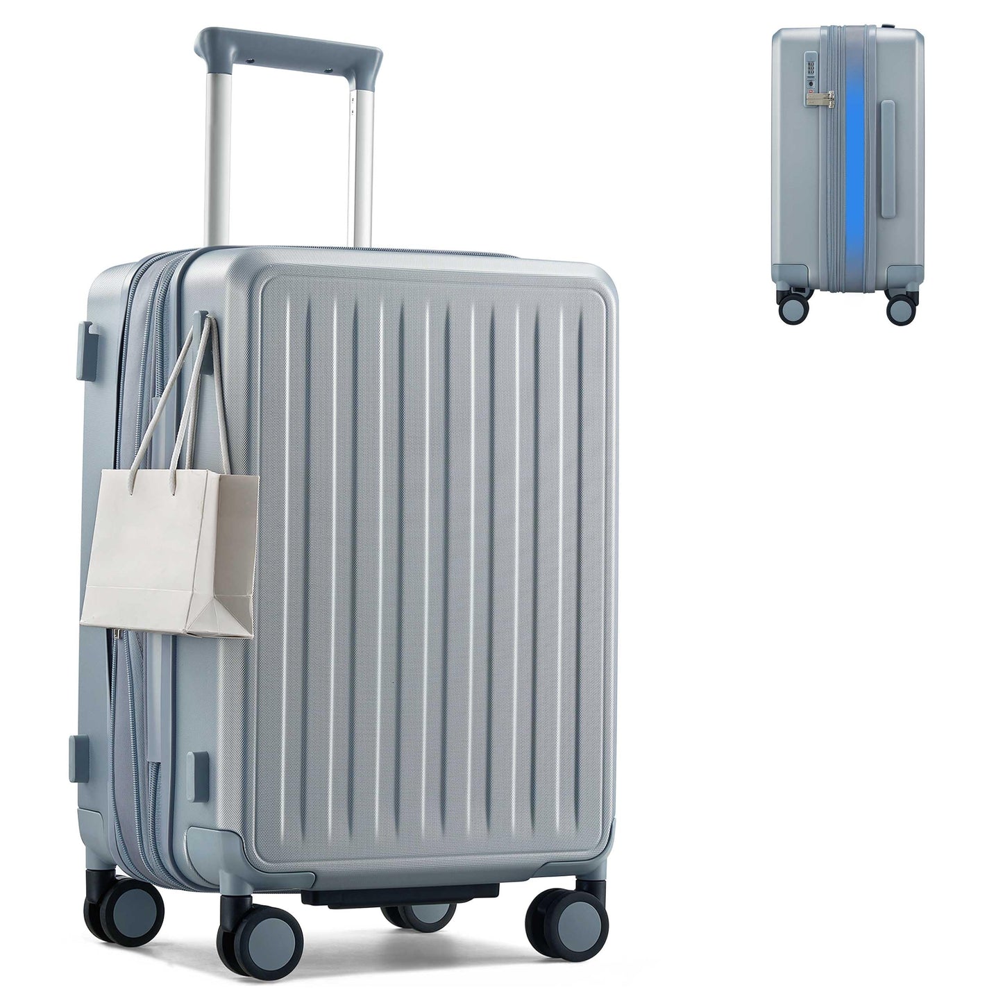 MILADA 20 Inch Expandable Carry On Luggage, Airline Approved Hard Shell Carry On Suitcase with Dual 360° Spinner Wheels & TSA Lock, Lightweight PC Rolling Suitcase for Travel, Arctic Silver