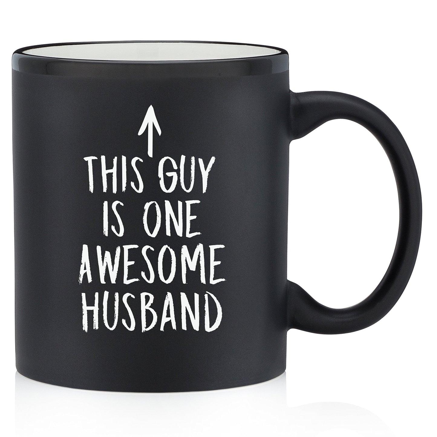 One Awesome Husband Funny Coffee Mug - Anniversary & Valentine's Gifts for Men, Him - Best Husband Gifts from Wife, Wifey, Her - Unique Birthday Present Idea - Fun & Cool Novelty Cup (Matte Black)