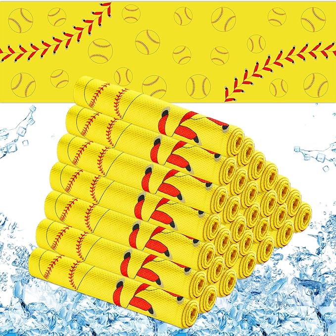30Pcs Softball Cooling Towels for Neck and Face 40 x 12 Inch Softball Sports Team Gifts Workout Ice Towel for Gym Sweat Mi...