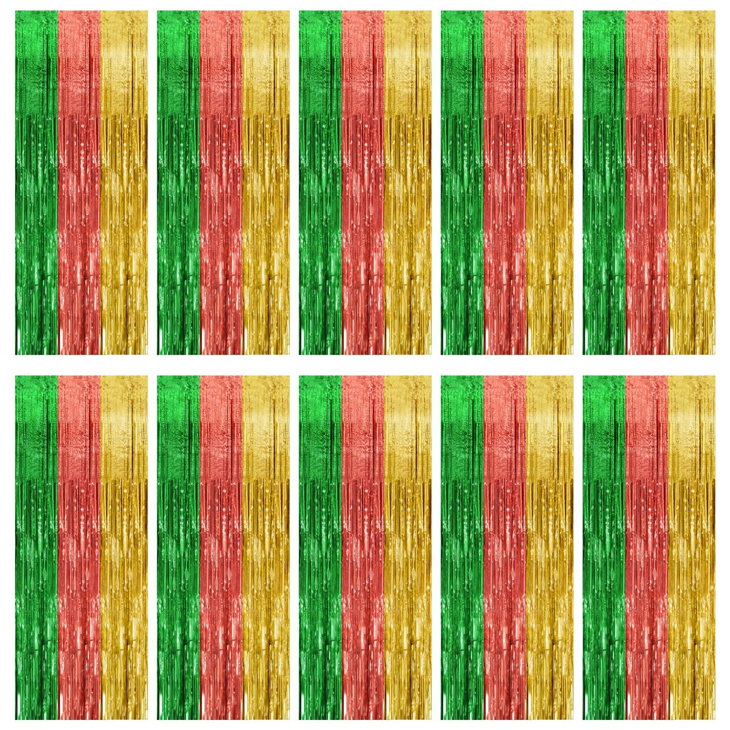 10 Pack Hawaii Party Backdrop Decorations Vibrant Summer Streamers Foil Fringe Curtains Metallic Tinsel Backdrop for Birthday Gr