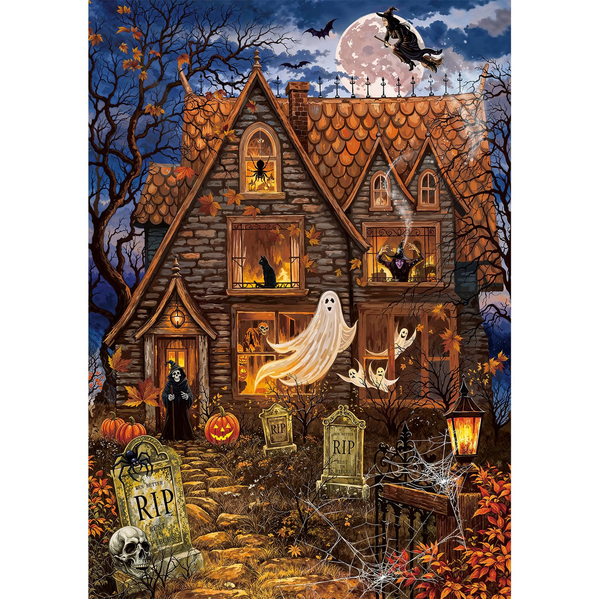 Hopgo 500 Piece Puzzles for Adults, Halloween Puzzle 500 Pieces for Family Game, Horror Haunted House Puzzle for Halloween Midnight, Great Gifts for Puzzles Lovers 20"x14.2"