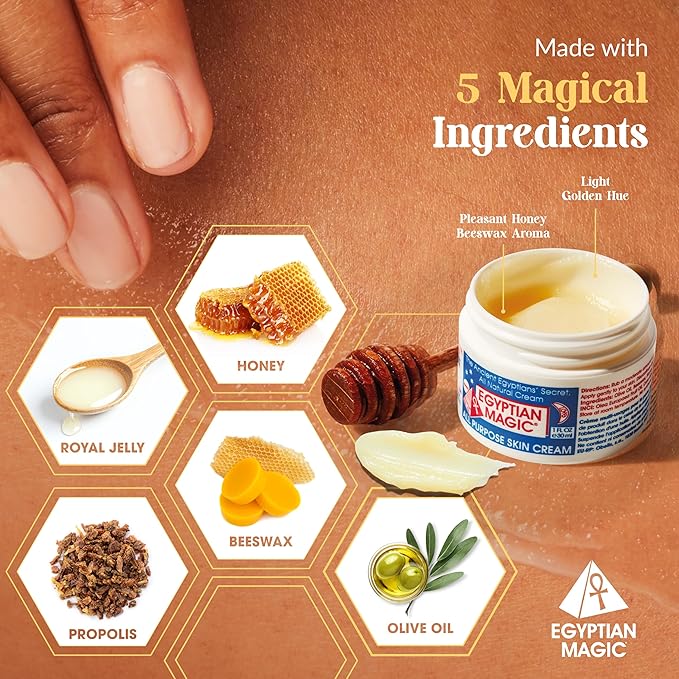 Egyptian Magic All Purpose Skin Cream - Face Moisturizer for Dry Skin Care with Royal Jelly, Honey & Olive Oil, Calming Body Balm, Travel Size, 0.25oz Jar