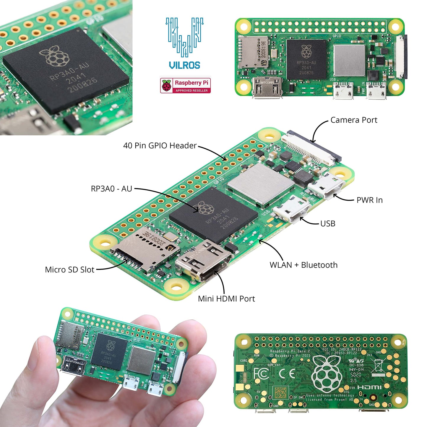 Vilros Raspberry Pi Zero 2 W Basic Starter Kit with Muti Purpose Case -Incudes Pi Zero 2 W Board, Multi Use Case, Power Supply, HDMI-USB Adapters and More (Black)