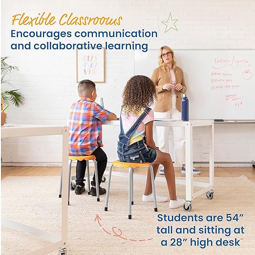 ECR4Kids Daisy Stackable Stool Set, Flexible Seating, Yellow, 8-Piece