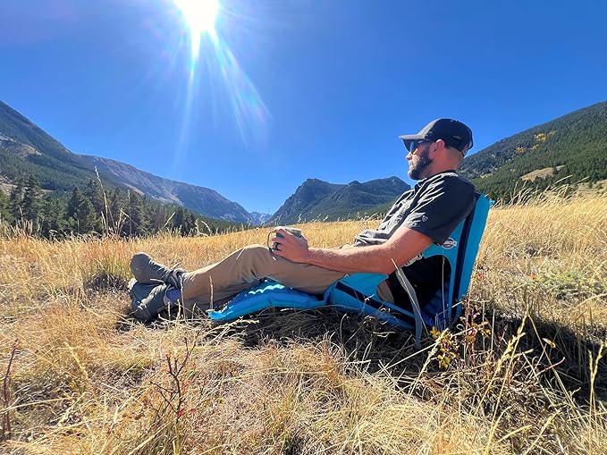 Crazy Creek Inflatable AirLounger Original Chair for Camping, Backpacking, Beaches, Comfort on All Terrains, Adjustable Straps, Compact Design, Dual Purpose, Chair and Pad in one, Big Sky Blue