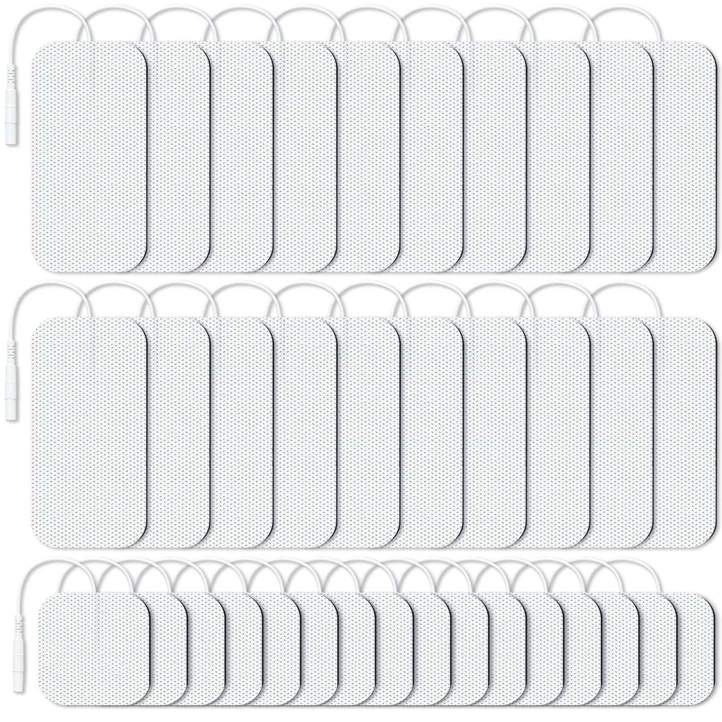AUVON 36-Pack TENS Unit Replacement Pads for TENS Unit, 2 Sizes Electrodes Pads Combination Set, Reusable and Latex Free Pigtail TENS Pads Compatible with TENS 7000, Etekcity TENS EMS Machine