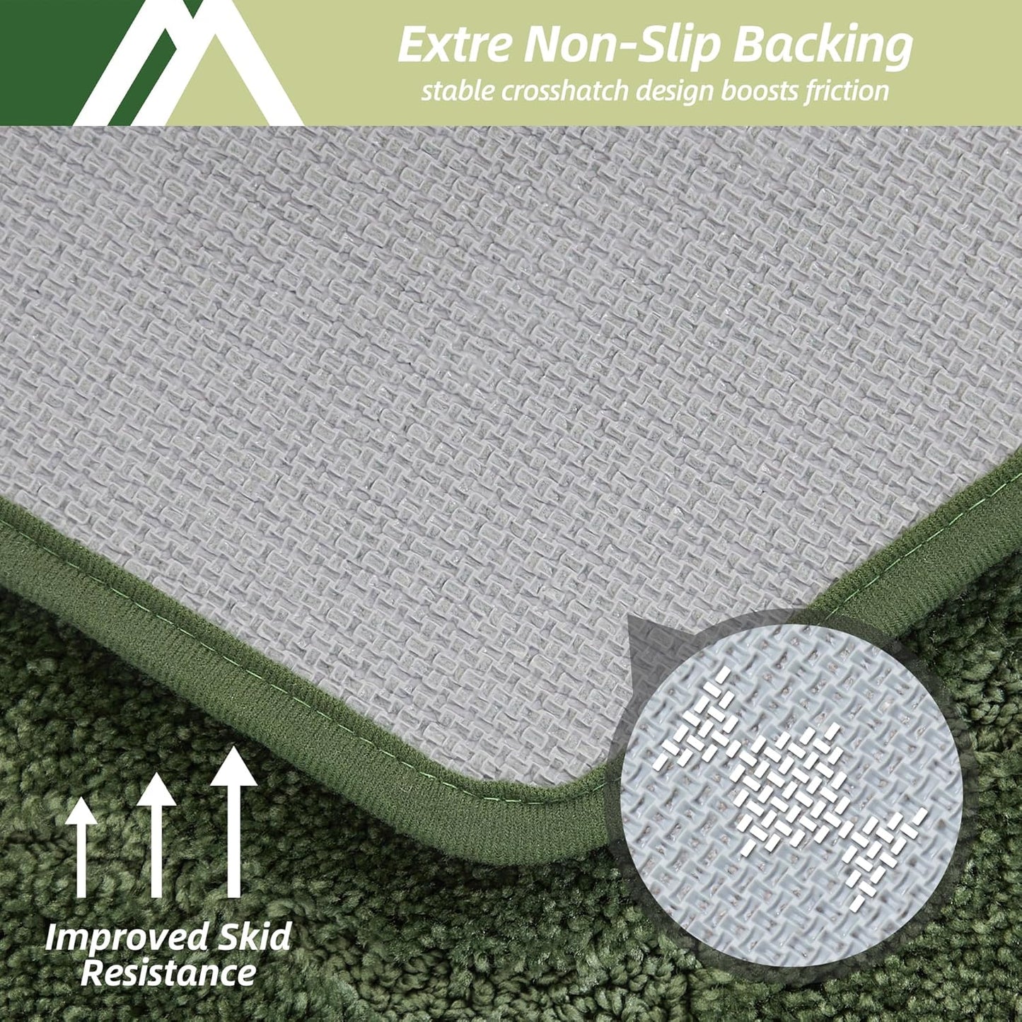 COSY HOMEER Bathroom Rugs Mat 24”x70” Absorbent Non-Slip Bath Mat, Plush Shaggy Bathroom Runner, Machine Washable Large Soft Bath Mats for Bath Floor,Tub and Shower,Green