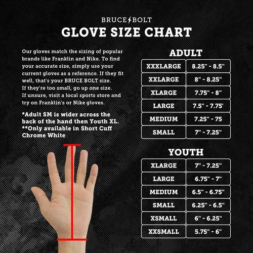 BRUCE BOLT Phillips Series Short Cuff Blue Batting Glove - Blue Youth Large