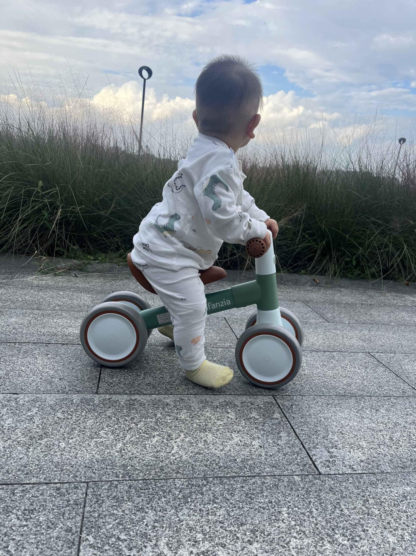 INFANZIA Baby Balance Bike for 12-36 Month Boys Girls, 1 Year Old Toddler First Bike No Pedal with Adjustable Seat, Infant 4 Wheels Bicycle Ride On Toys Kids First Birthday Gifts (Green)