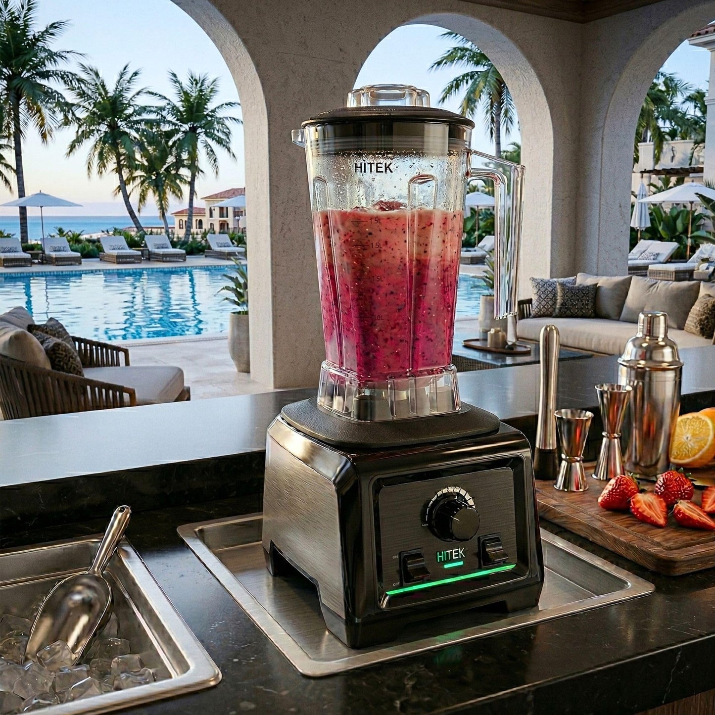 Restaurantware-Hi Tek 3 HP Commercial Blender, 1 Variable Speed Heavy-Duty Blender - 64-Ounce Tritan Jar, Toggle Control, White Plastic, Industrial, 3 HP Motor